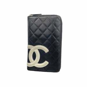 CHANEL Black Lambskin Leather Wallet